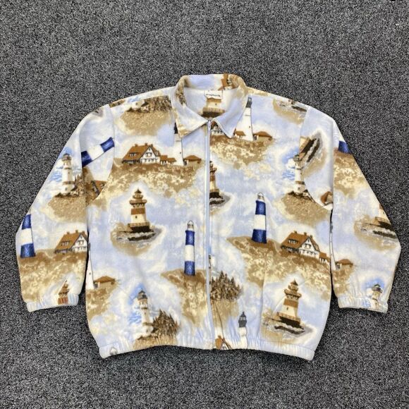 BonWorth Other - Vintage Bon Worth Fleece Jacket Full Zip w/ Pockets Lighthouse Adult Size S/M